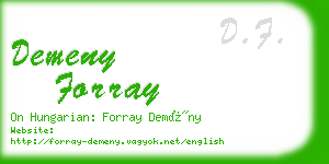 demeny forray business card